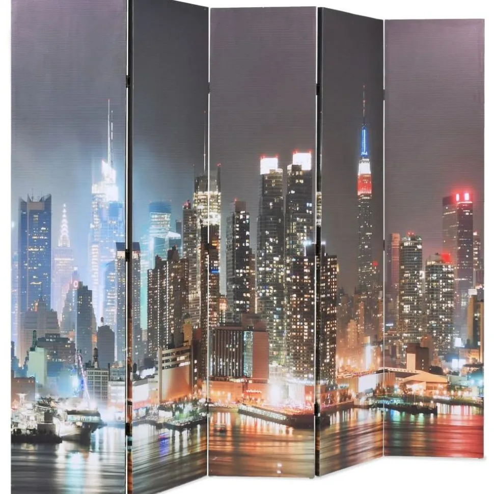 Taitettava tilanjakaja 200x170 cm new yorkin yömaisema