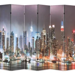 Taitettava tilanjakaja 228x170 cm new yorkin yömaisema