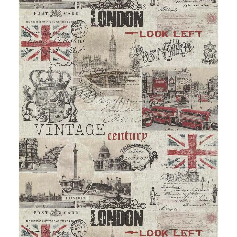Tapetti Lutece Les Aventures 21 51135407, teksti, vintage, beige