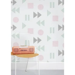 Tapetti Mini Moderns Play/Record, paperi, pilkullinen, pastelli