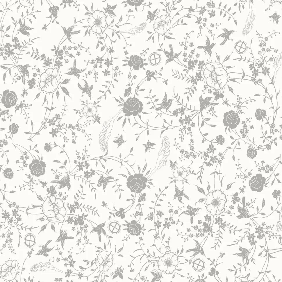 Tapetti Sandudd Ivana Helsinki Joshua Tree 5249-2, non-woven, maalaisromanttinen, valkoinen/harmaa