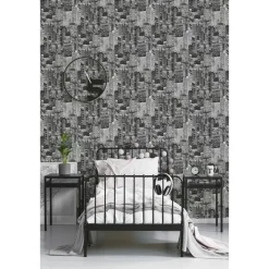 Tapetti Sandudd Luminocity Mono Glow In The Dark 108015, kaupunki, moderni, mustavalkoinen