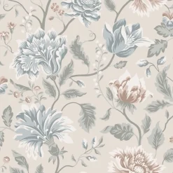 Tapetti Sandberg Annabelle, non-woven, kukka, maalaisromanttinen, hiekka