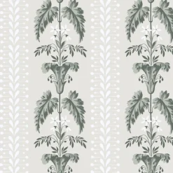 Tapetti Sandberg Sophie, non-woven, kasvi, ornamentti, vihreä