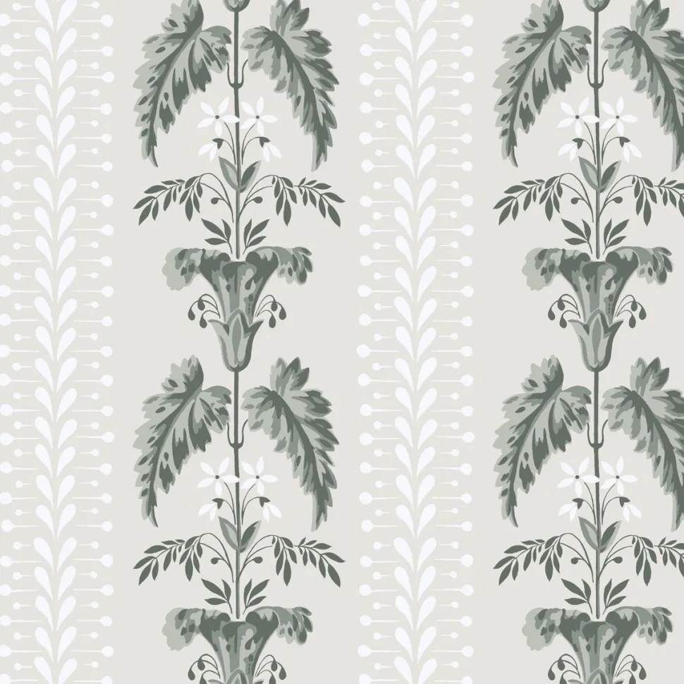 Tapetti Sandberg Sophie, non-woven, kasvi, ornamentti, vihreä
