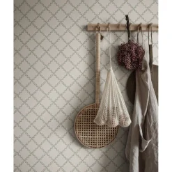 Tapetti Sandberg Trellis, non-woven, kasvi, harmaa