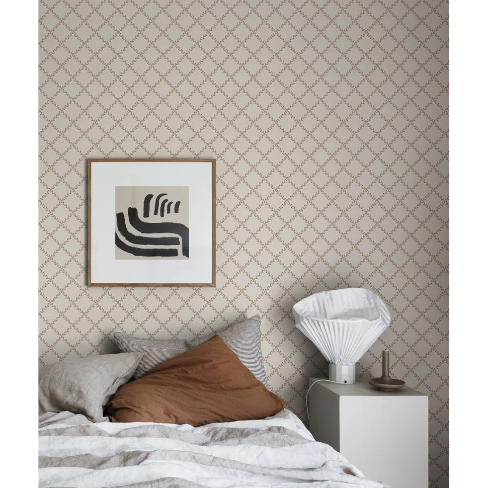 Tapetti Sandberg Trellis, non-woven, kasvi, harmaa