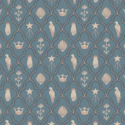 Tapetti Sandberg Turtledove, non-woven, ornamentti, indigonsininen