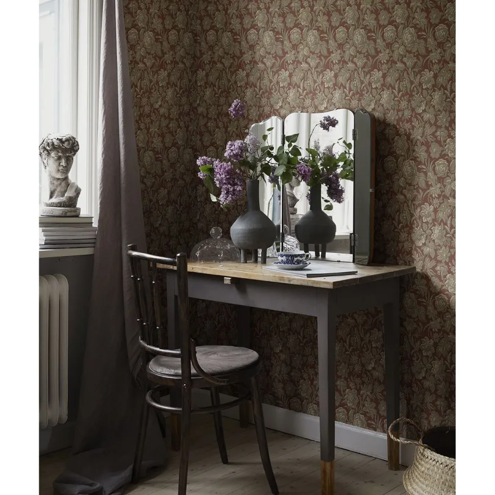 Tapetti Sandberg Valentin, non-woven, kukka, hiilenharmaa