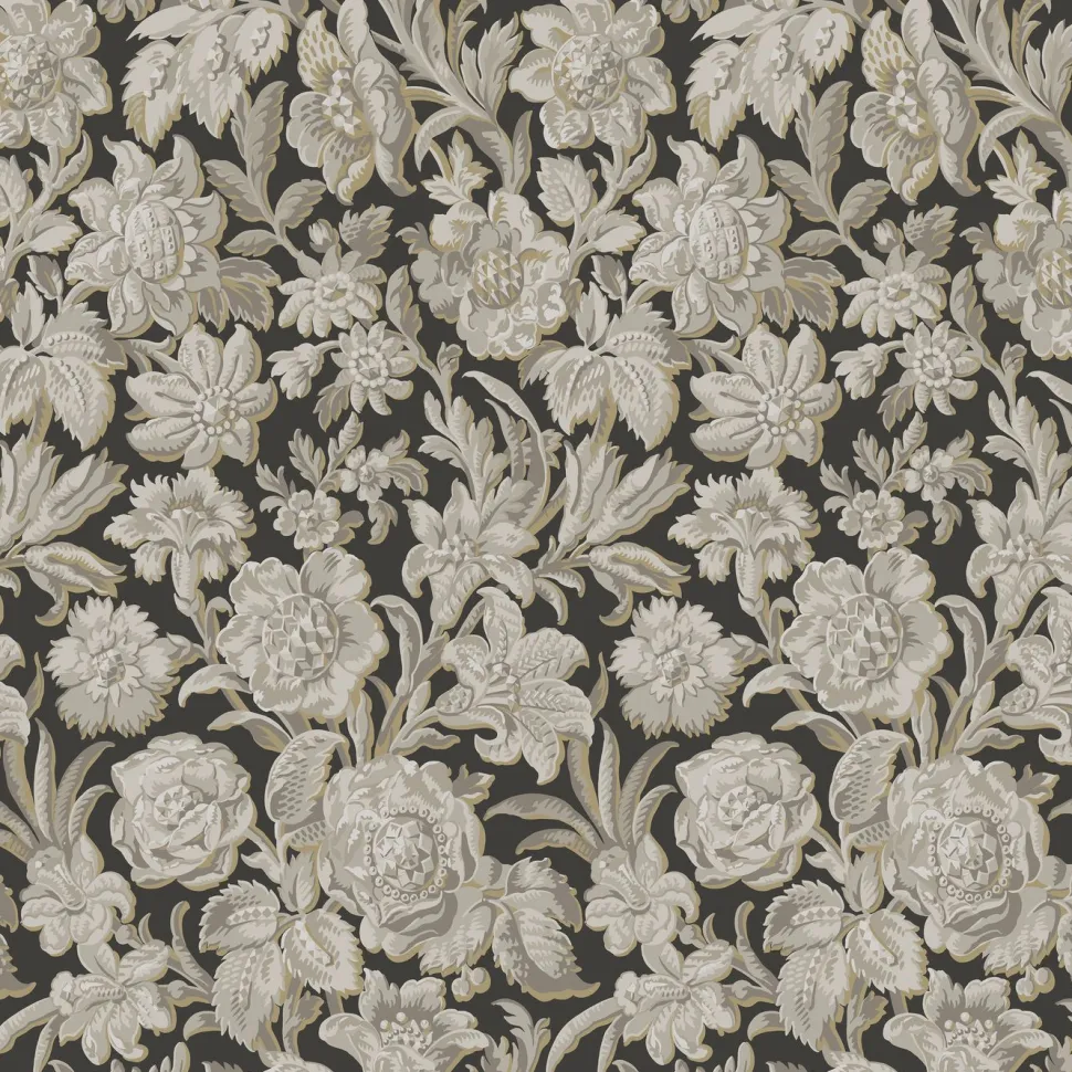 Tapetti Sandberg Valentin, non-woven, kukka, hiilenharmaa