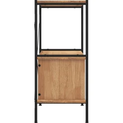 3-tasoinen hylly kaapilla 80x40x92 cm teräs ja tekninen puu vaaleanruskea