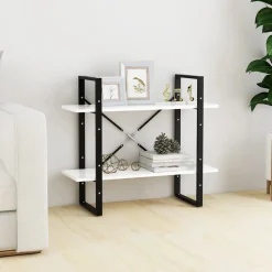 2-tasoinen kirjahylly 80x30x70 cm lastulevy betoninharmaa