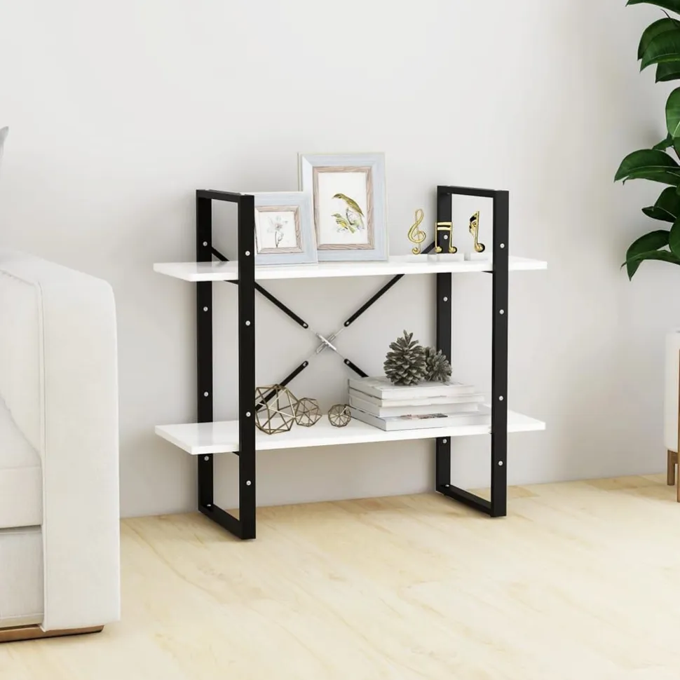 2-tasoinen kirjahylly 80x30x70 cm lastulevy betoninharmaa