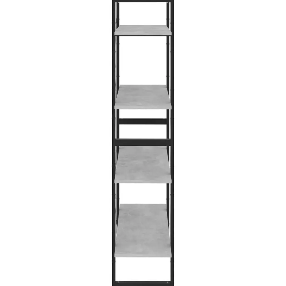 2-tasoinen kirjahylly 80x30x70 cm lastulevy betoninharmaa