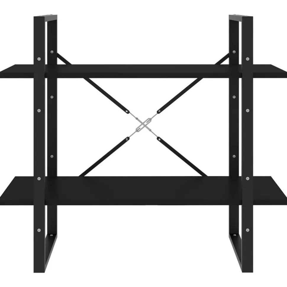 2-tasoinen kirjahylly 80x30x70 cm lastulevy betoninharmaa