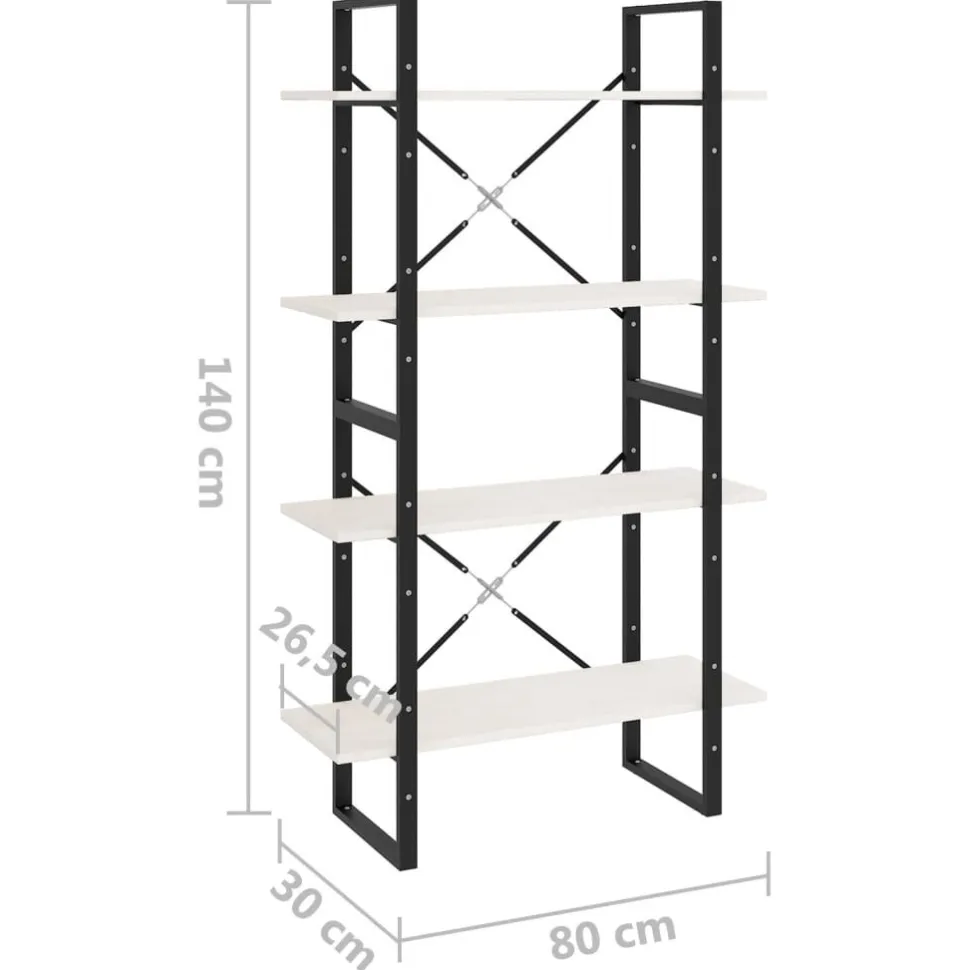 2-tasoinen kirjahylly 80x30x70 cm lastulevy betoninharmaa