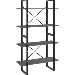 2-tasoinen kirjahylly 80x30x70 cm lastulevy betoninharmaa