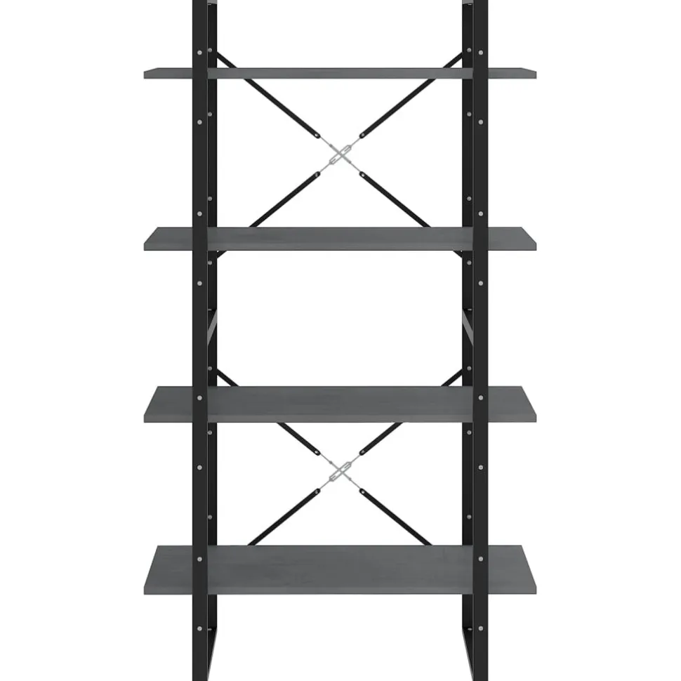 2-tasoinen kirjahylly 80x30x70 cm lastulevy betoninharmaa