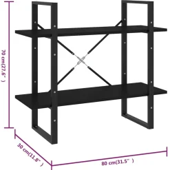 2-tasoinen kirjahylly 80x30x70 cm lastulevy betoninharmaa