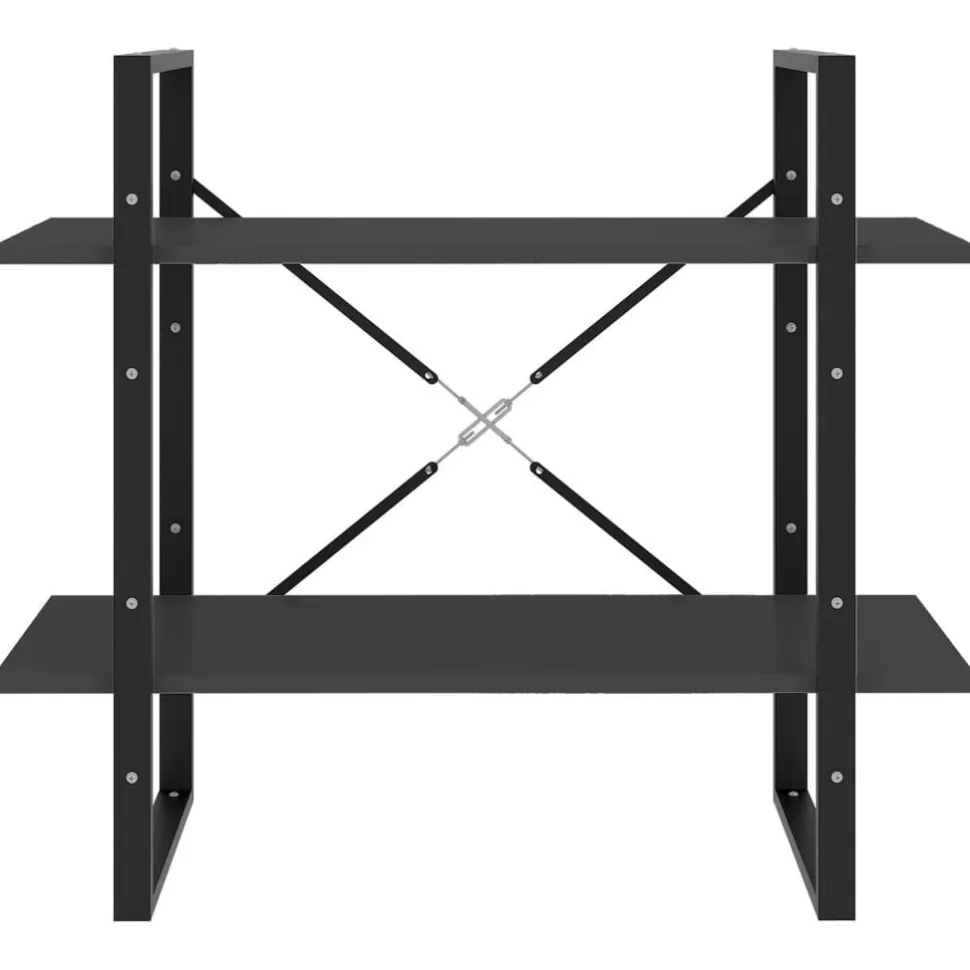 2-tasoinen kirjahylly 80x30x70 cm lastulevy betoninharmaa