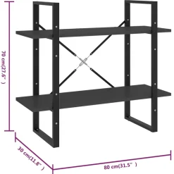 2-tasoinen kirjahylly 80x30x70 cm lastulevy betoninharmaa
