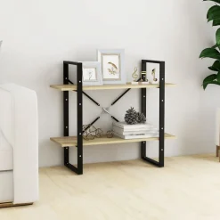 2-tasoinen kirjahylly 80x30x70 cm lastulevy betoninharmaa