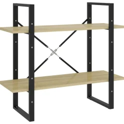 2-tasoinen kirjahylly 80x30x70 cm lastulevy betoninharmaa