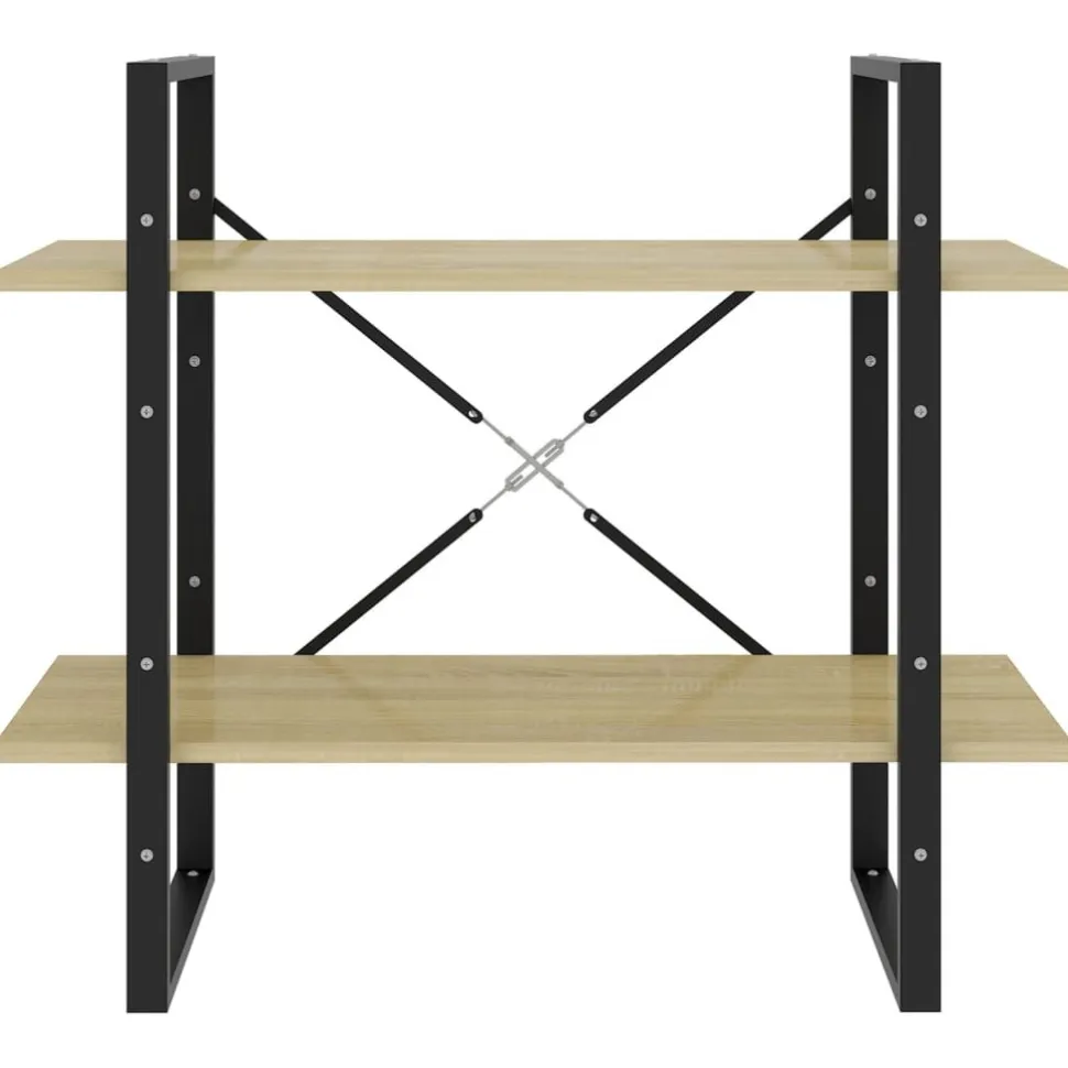 2-tasoinen kirjahylly 80x30x70 cm lastulevy betoninharmaa