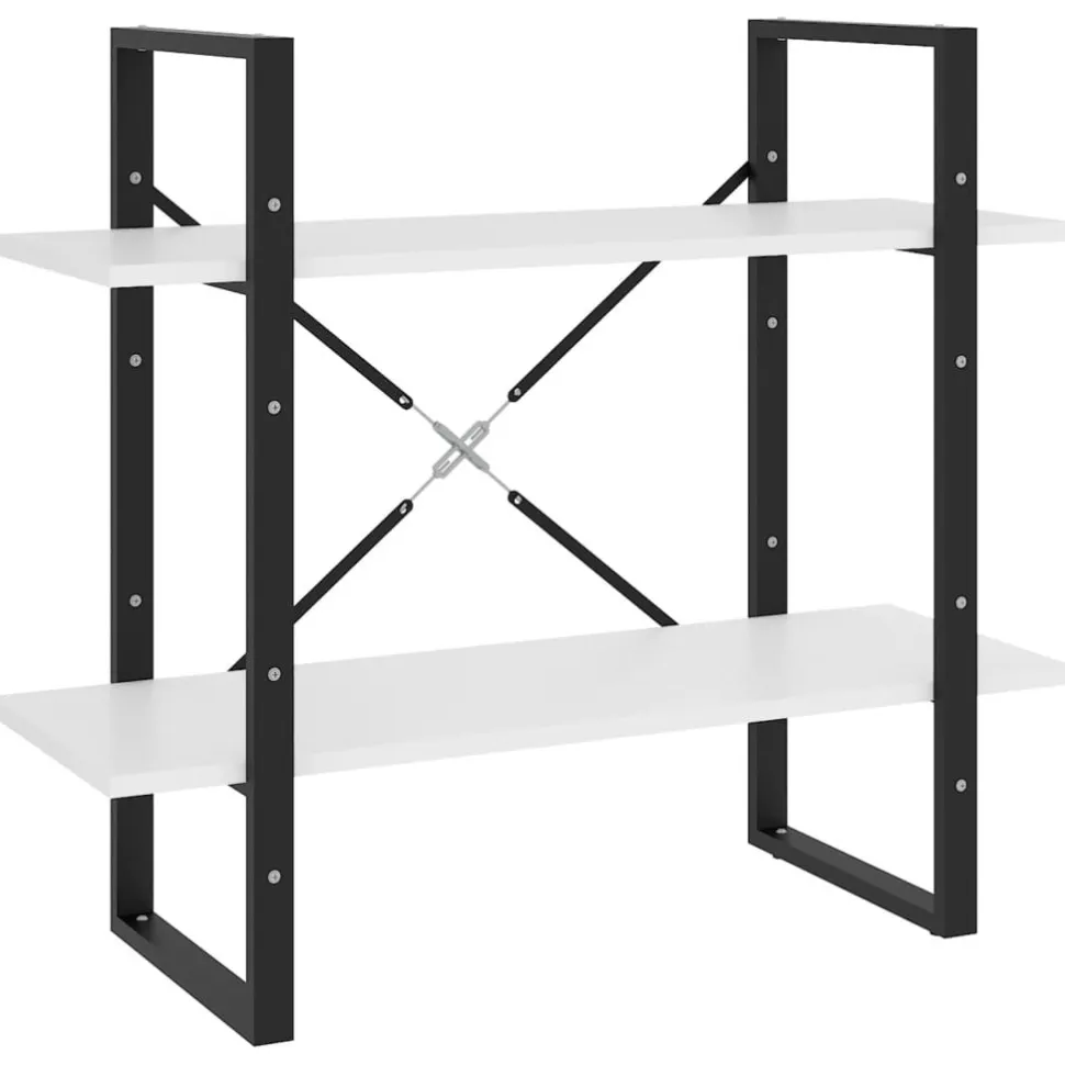 2-tasoinen kirjahylly 80x30x70 cm lastulevy betoninharmaa