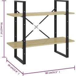 2-tasoinen kirjahylly 80x30x70 cm lastulevy betoninharmaa