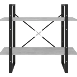 2-tasoinen kirjahylly 80x30x70 cm lastulevy betoninharmaa