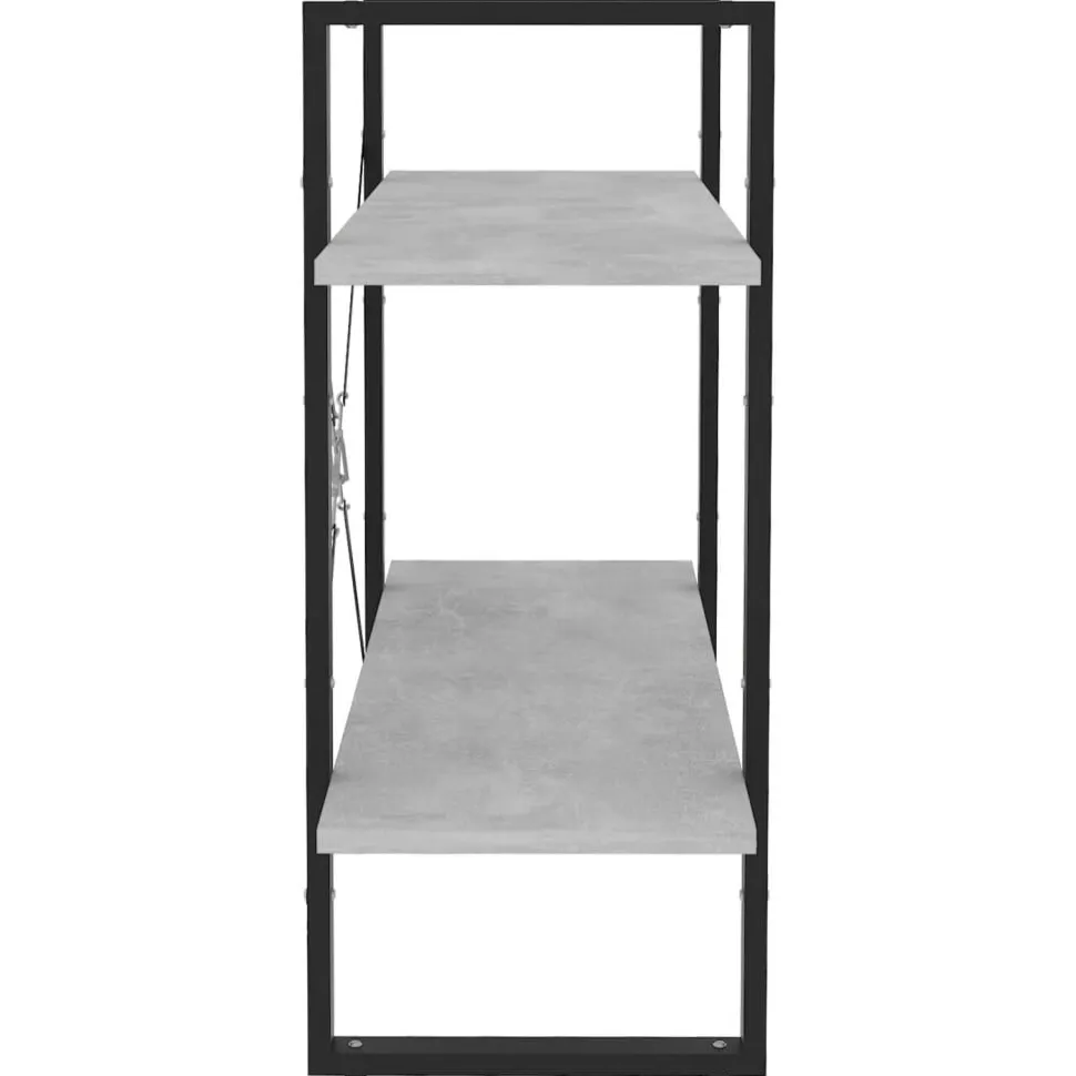 2-tasoinen kirjahylly 80x30x70 cm lastulevy betoninharmaa