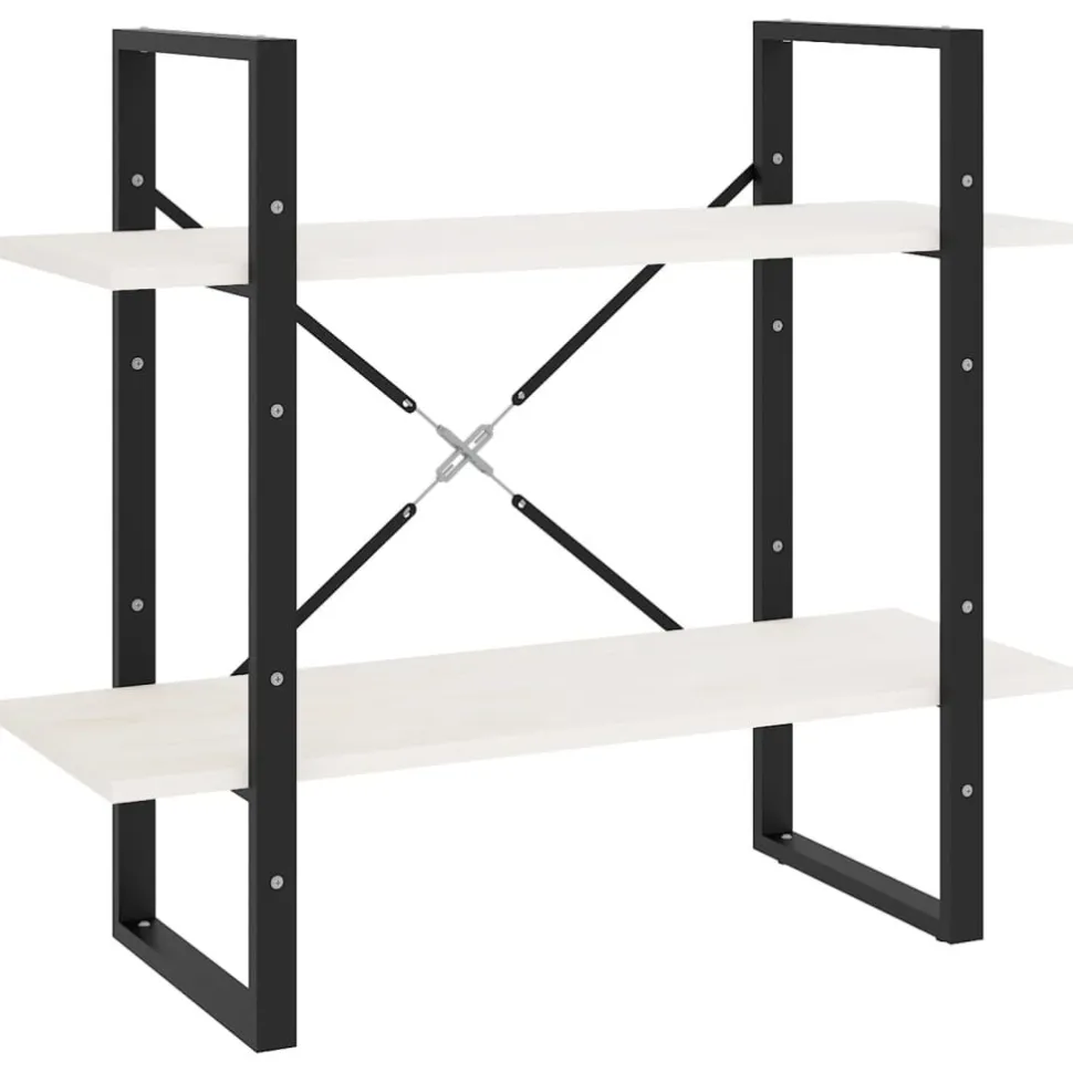 2-tasoinen kirjahylly 80x30x70 cm lastulevy betoninharmaa