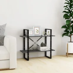 2-tasoinen kirjahylly 80x30x70 cm lastulevy betoninharmaa