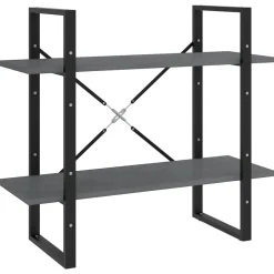2-tasoinen kirjahylly 80x30x70 cm lastulevy betoninharmaa