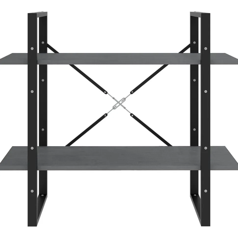 2-tasoinen kirjahylly 80x30x70 cm lastulevy betoninharmaa