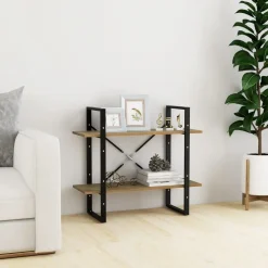 2-tasoinen kirjahylly 80x30x70 cm lastulevy betoninharmaa