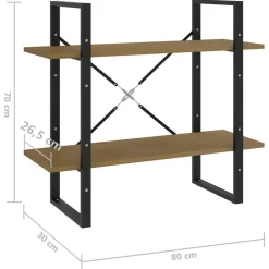 2-tasoinen kirjahylly 80x30x70 cm lastulevy betoninharmaa