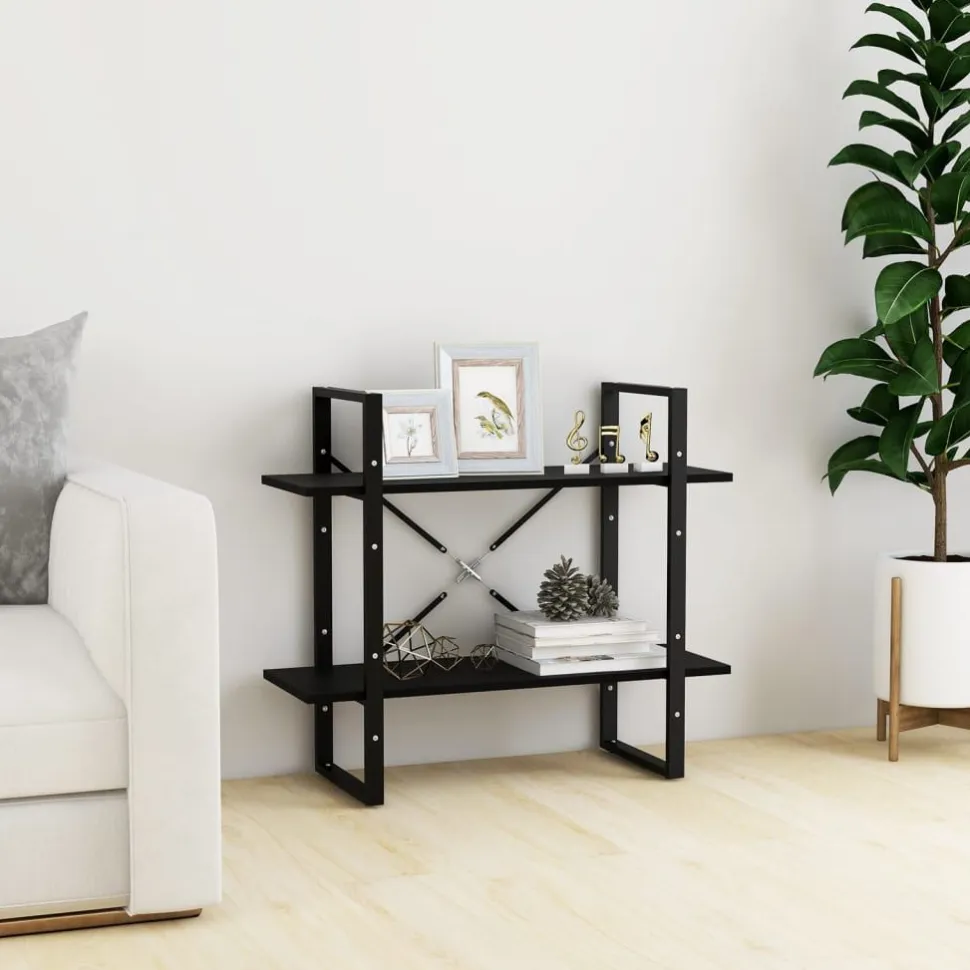 2-tasoinen kirjahylly 80x30x70 cm lastulevy betoninharmaa