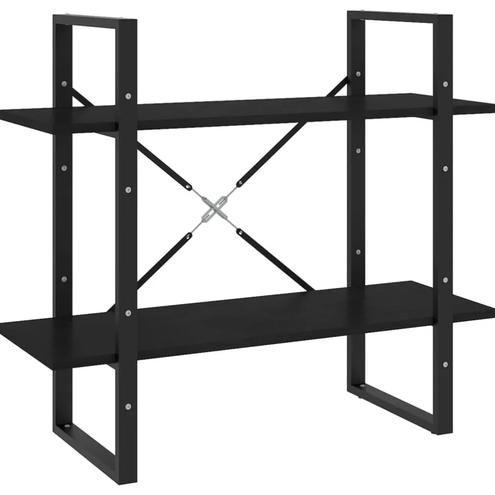 2-tasoinen kirjahylly 80x30x70 cm lastulevy betoninharmaa