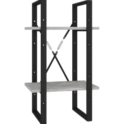 5-tasoinen kirjahylly 60x30x175 cm lastulevy harmaa