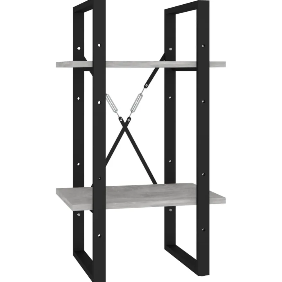 5-tasoinen kirjahylly 60x30x175 cm lastulevy harmaa