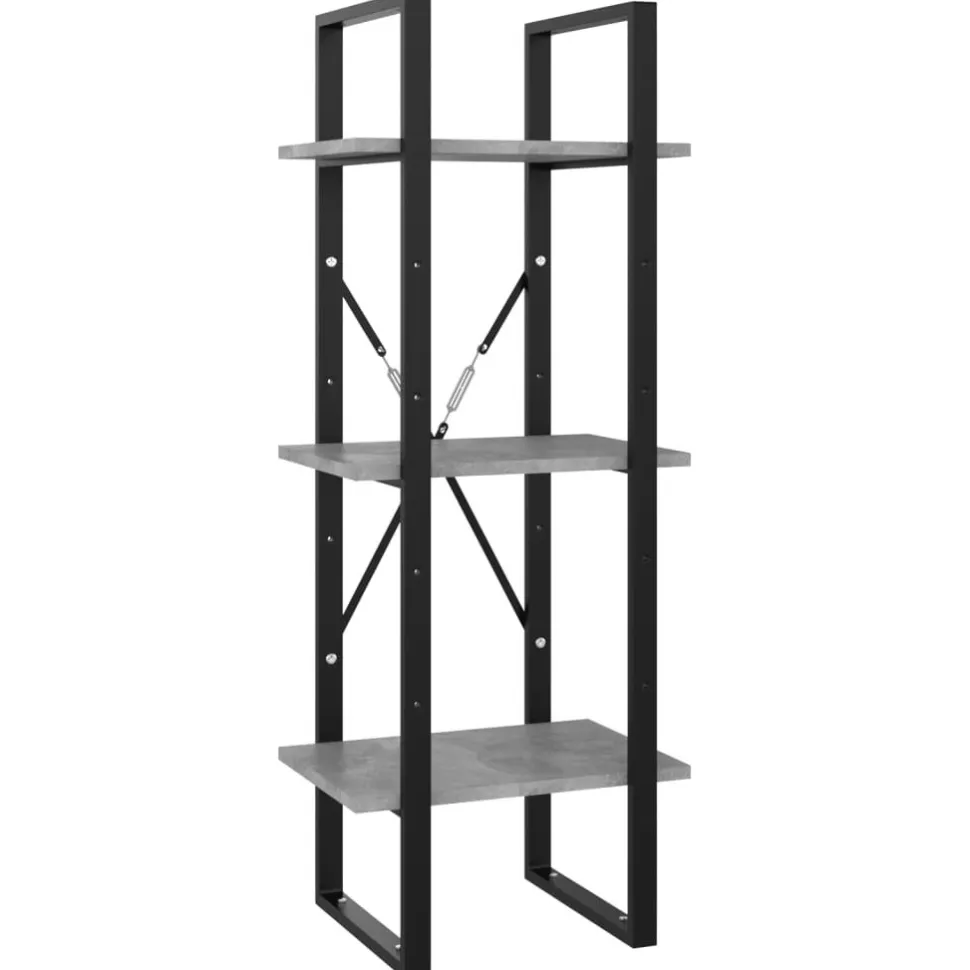 5-tasoinen kirjahylly 60x30x175 cm lastulevy harmaa