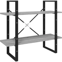 5-tasoinen kirjahylly 60x30x175 cm lastulevy harmaa