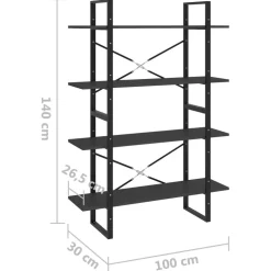 2-tasoinen kirjahylly 100x30x70 cm lastulevy harmaa