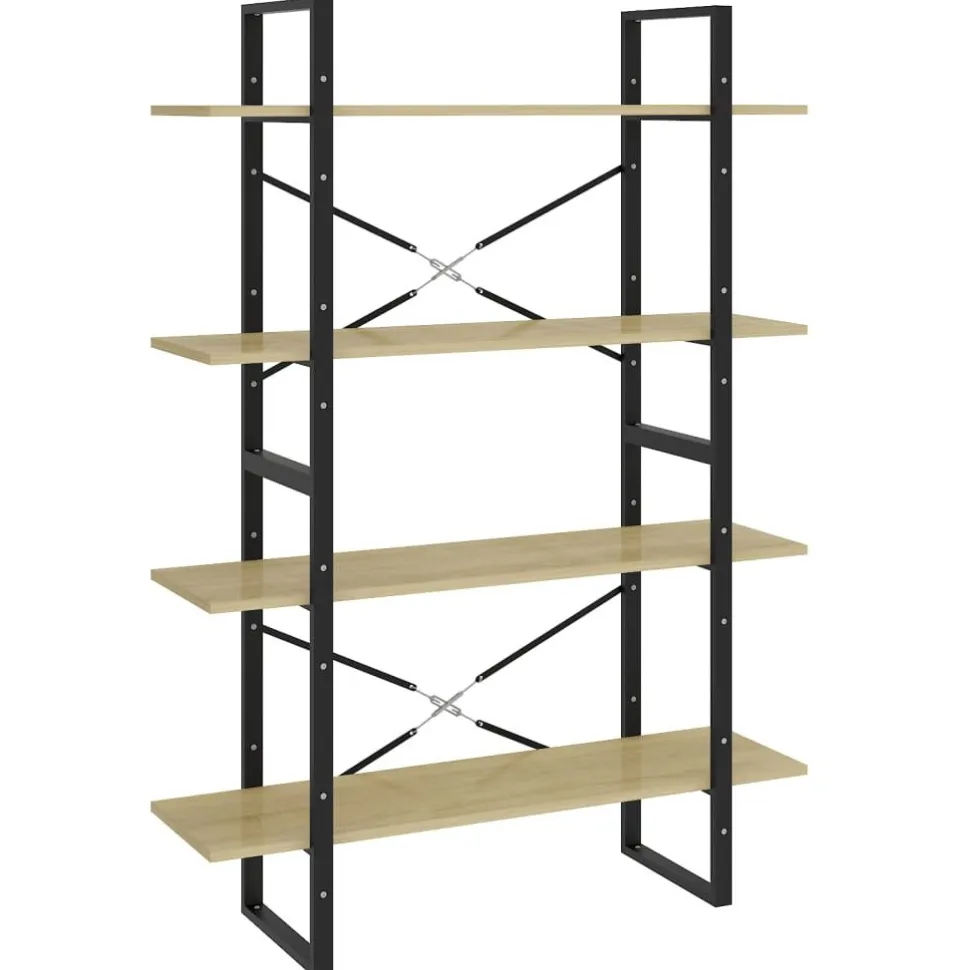 2-tasoinen kirjahylly 100x30x70 cm lastulevy harmaa