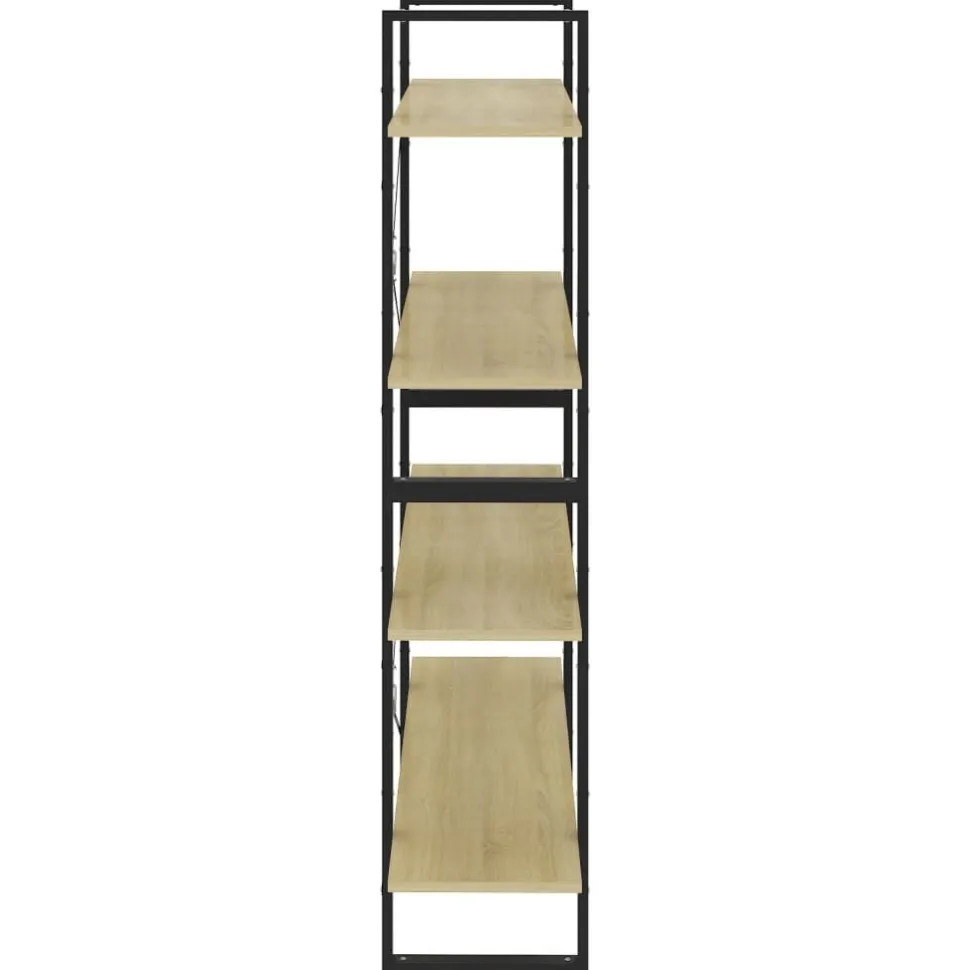 2-tasoinen kirjahylly 100x30x70 cm lastulevy harmaa