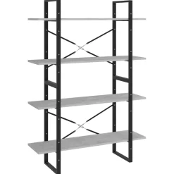 2-tasoinen kirjahylly 100x30x70 cm lastulevy harmaa