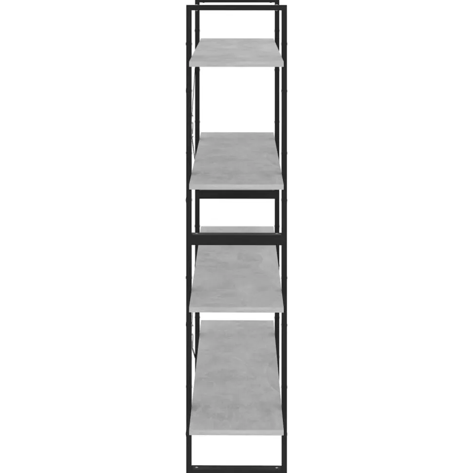 2-tasoinen kirjahylly 100x30x70 cm lastulevy harmaa