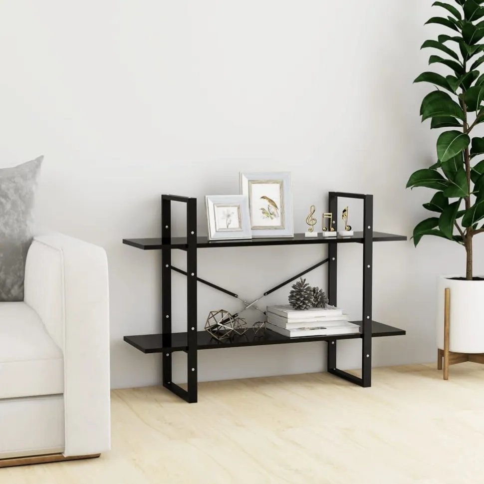 2-tasoinen kirjahylly 100x30x70 cm lastulevy harmaa